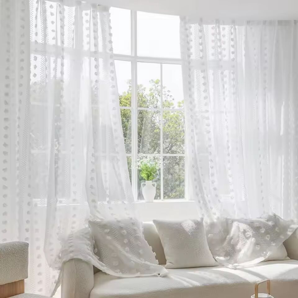 French Romantic Jacquard Gauze Curtain Breathable Suitable for Bedrooms Living Rooms Balconies and Daily Home Decoration 1/2PCS
