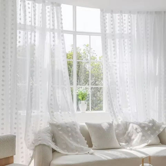 French Romantic Jacquard Gauze Curtain Breathable Suitable for Bedrooms Living Rooms Balconies and Daily Home Decoration 1/2PCS
